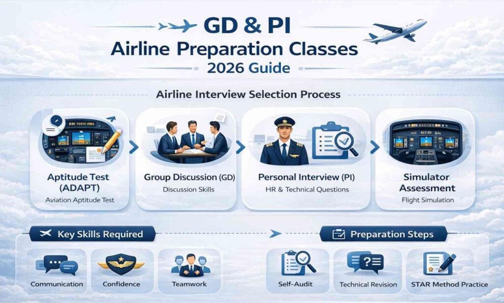 Step-by-step GD PI airline interview preparation process for pilot selection 2026